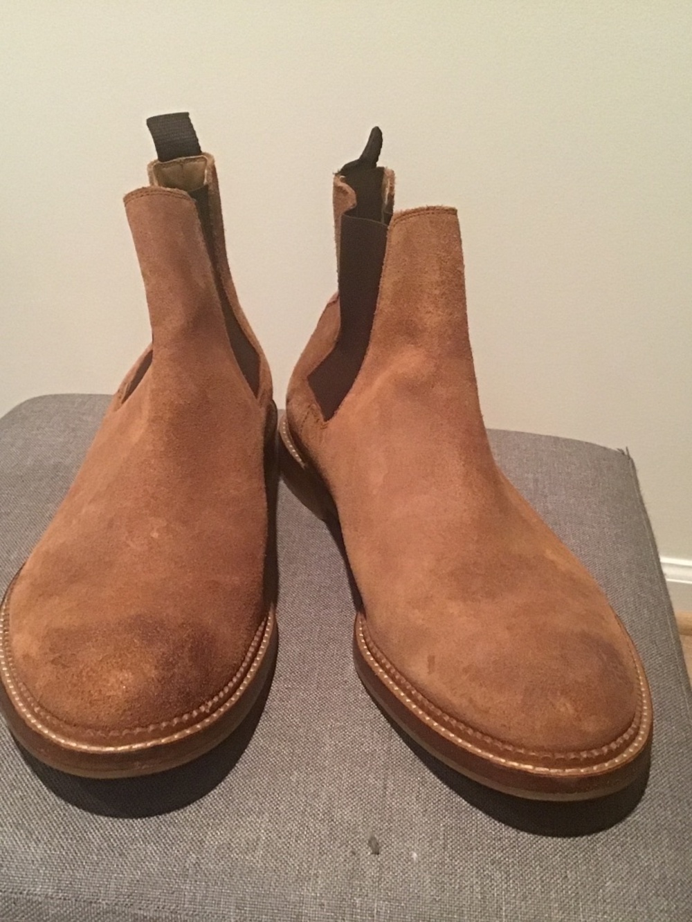 J Shoes tan Chelsea boots rough out snuff color leather size 10.5 or European 44